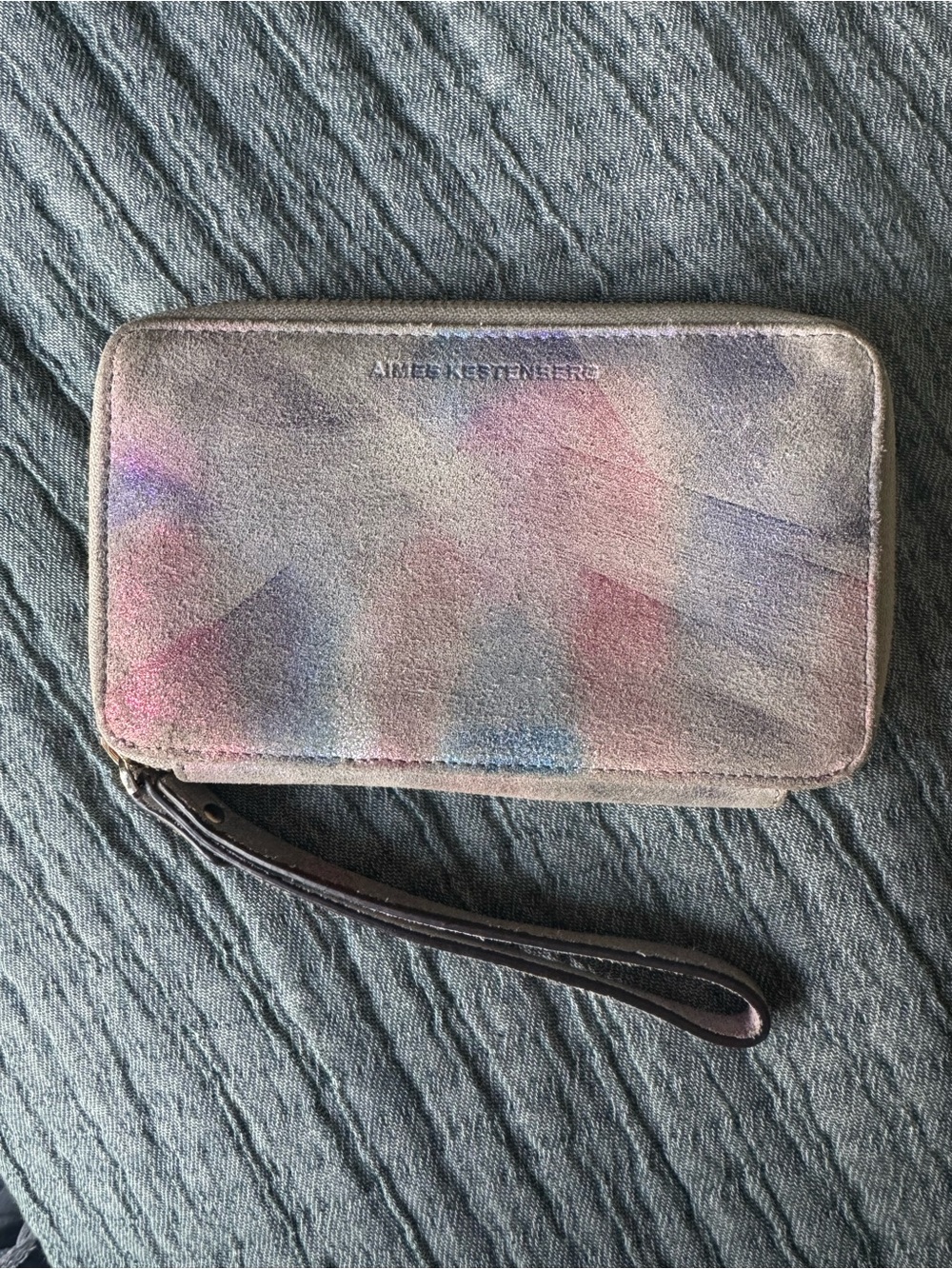 Aimee Kestenberg Pastel Multicolor Suede Wristlet